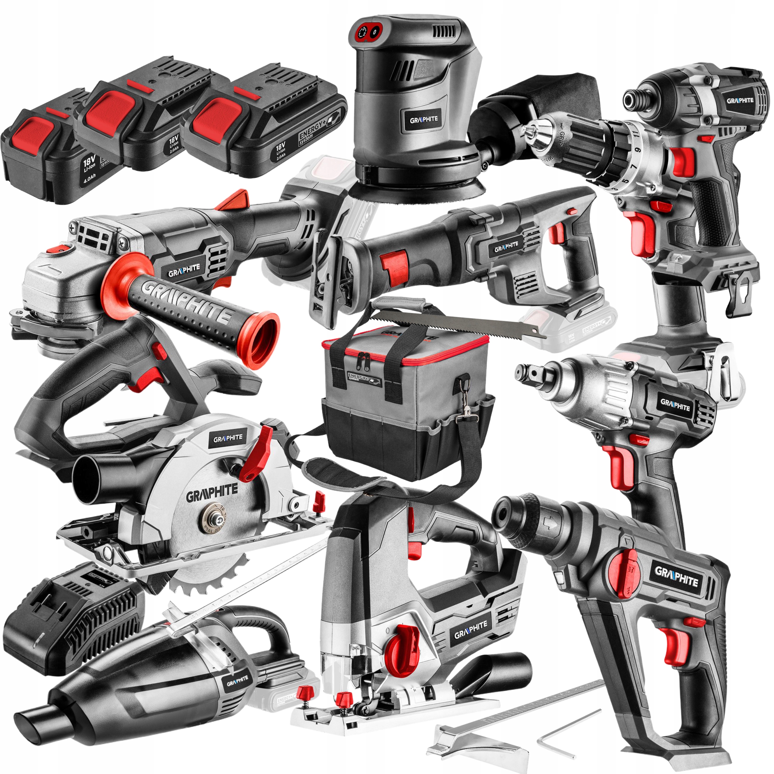 Набор электроинструментов 18V 2X4AH 2AH GRAPHITE 15el