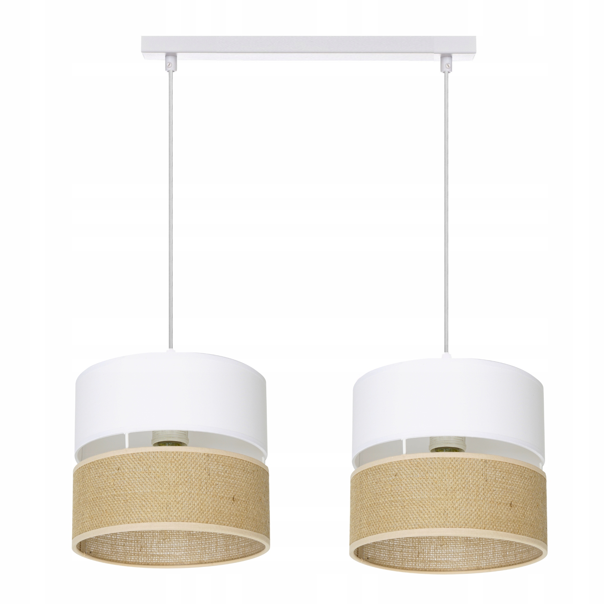 Závěsná Stropní Lampa Juta Boho Jutová Pruhy Duo 2-BODOVÁ Polská Led Lampa E27