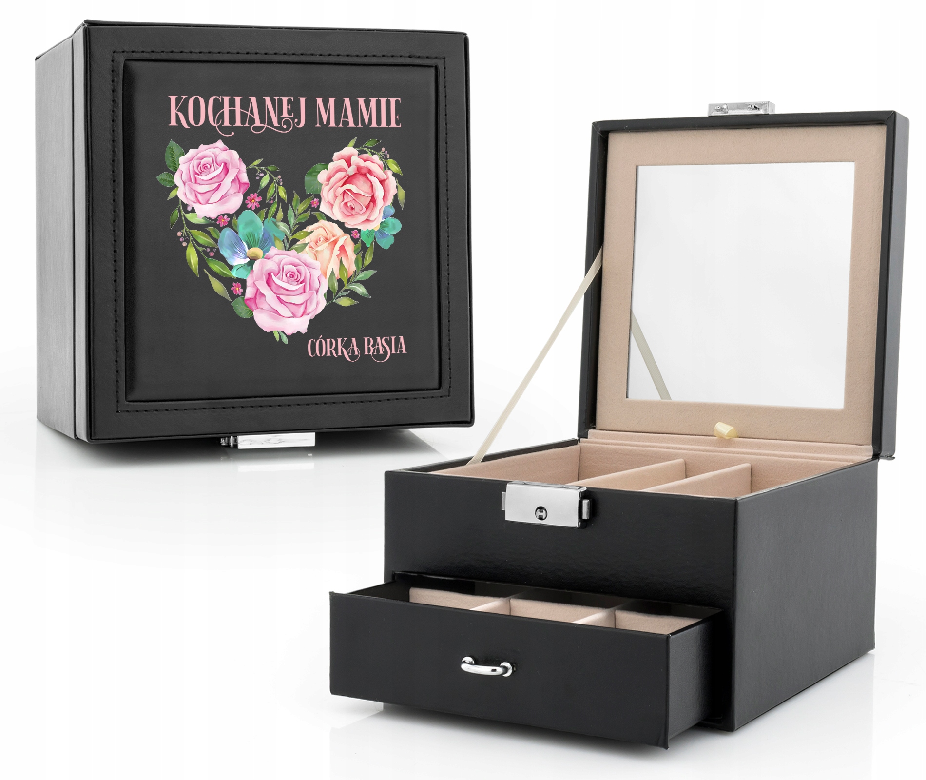 

Kuferek Szkatułka na biżuterię zegarki z Lustrem