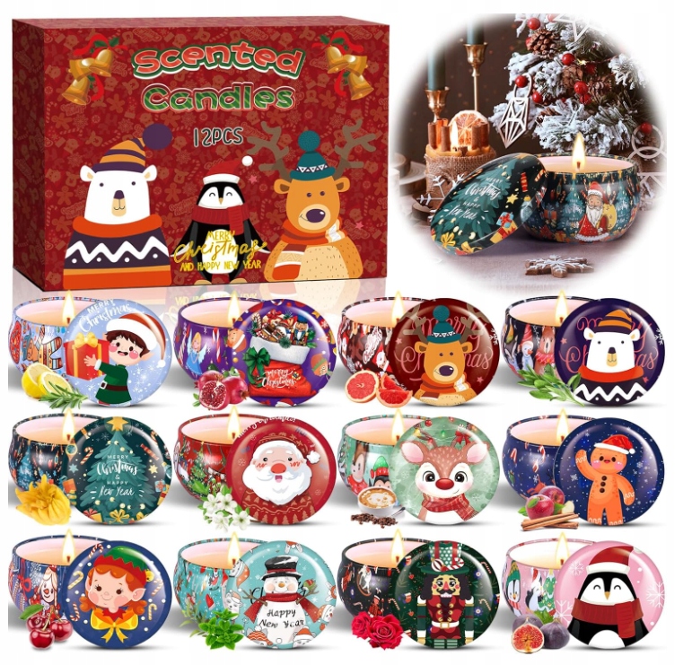 Vonné svíčky 12 kusů 100% přírodní vosk jako dárek