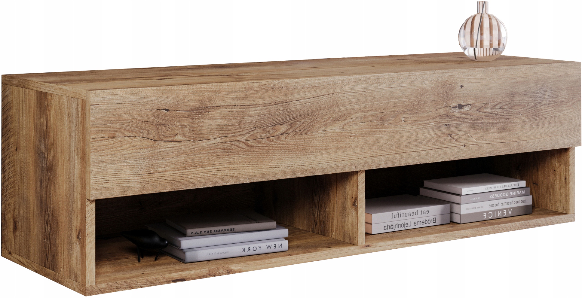 Moderní Rtv skříňka 100 cm bezúchytková, matná, stojící, závěsná, kaštanová