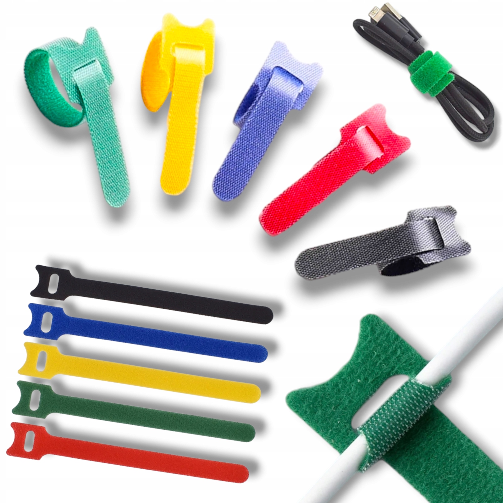 10× 10x ORGANIZER UCHWYT KLIPS ZACISK ZACZEP TRYTYTKA RZEPOWA DO KABLI NA RZEP