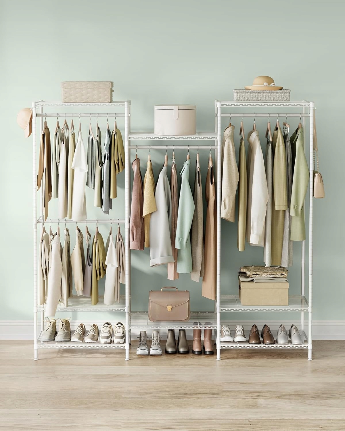 Skriňa Songmics vasagle 175 x 180 x 40 cm biela, skriňa s nastaviteľnými policami