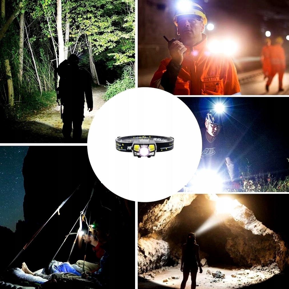 LATARKA CZOŁOWA AKUMULATOROWA LED CZUJNIK RUCHU Zasilanie akumulatorowe