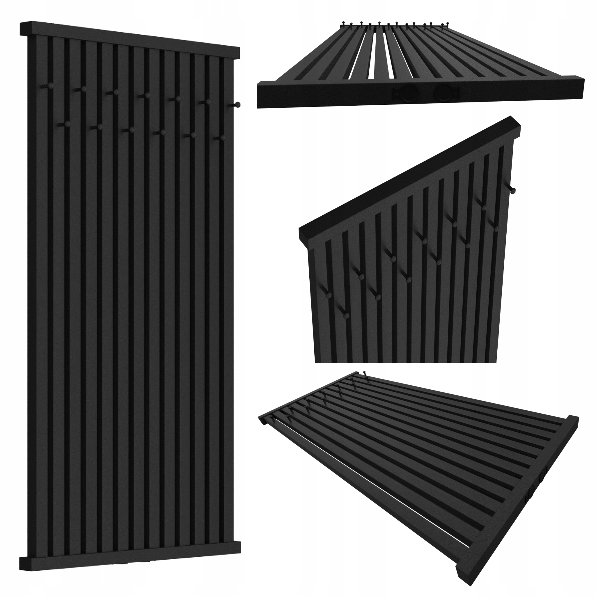 Dekorativní radiátor s věšáky Radiator Hook 160x61 Černá Struktura