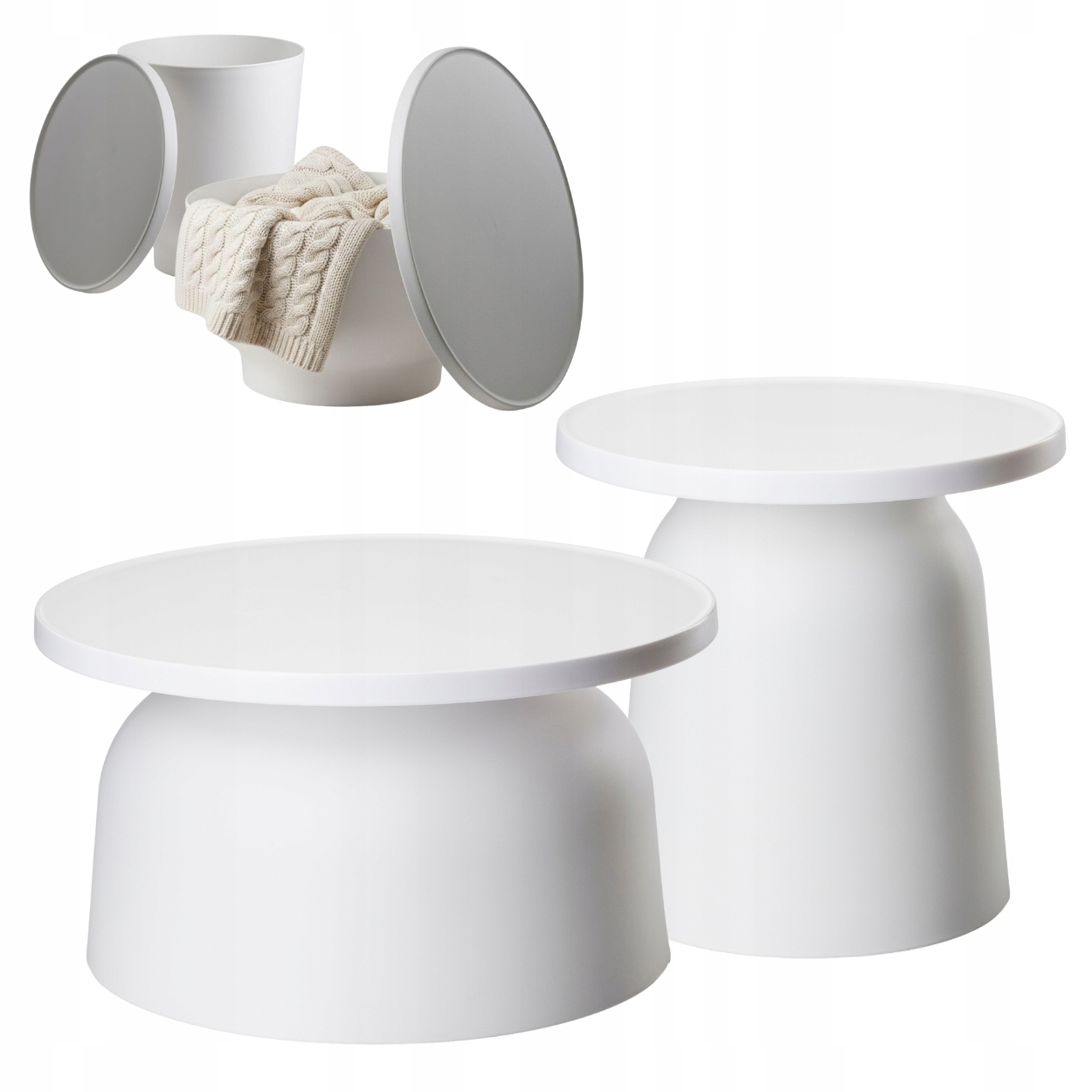 Konferenčný stolík Otto sada biela sada 2 ks lavička do záhradného obývacieho priestoru Loft