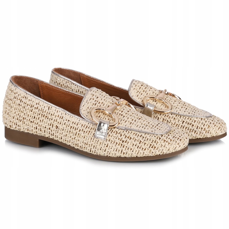 Dámské mokasíny Bombonella 1T 01 517 16 Gold Wicker pletené béžové Vel. 38