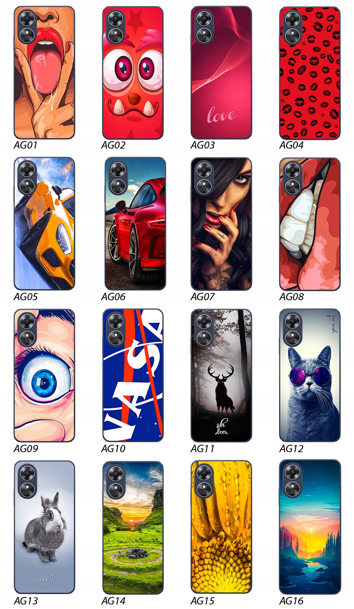 ETUI PLECKI FOTO Case OBUDOWA Pokrowiec JAKOŚĆ WZORY SZKŁO 9H do Oppo A17 Stan opakowania oryginalne