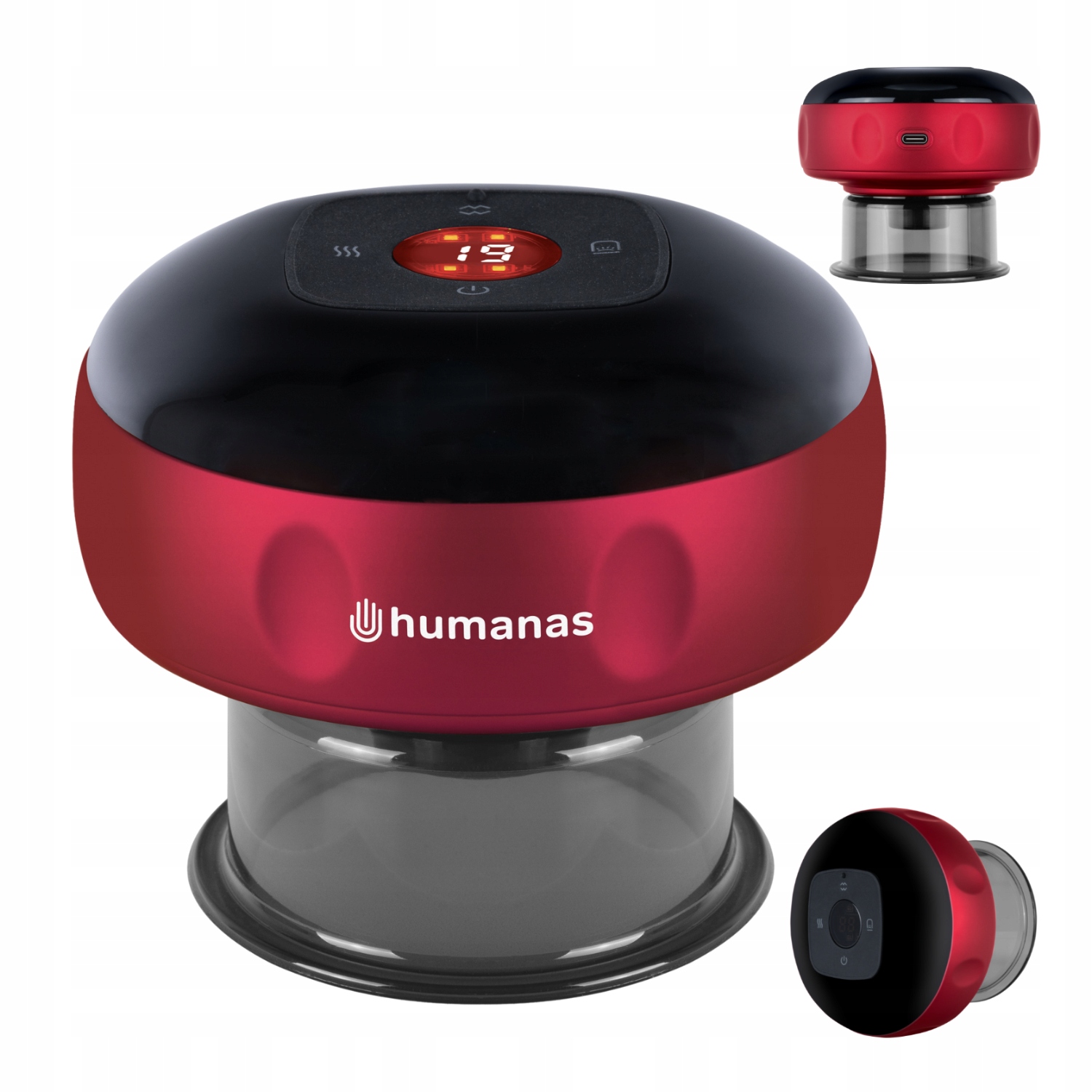 Masażer Antycellulitowy Bańka Chińska Do Masażu Humanas BB01 Plus Czerwona