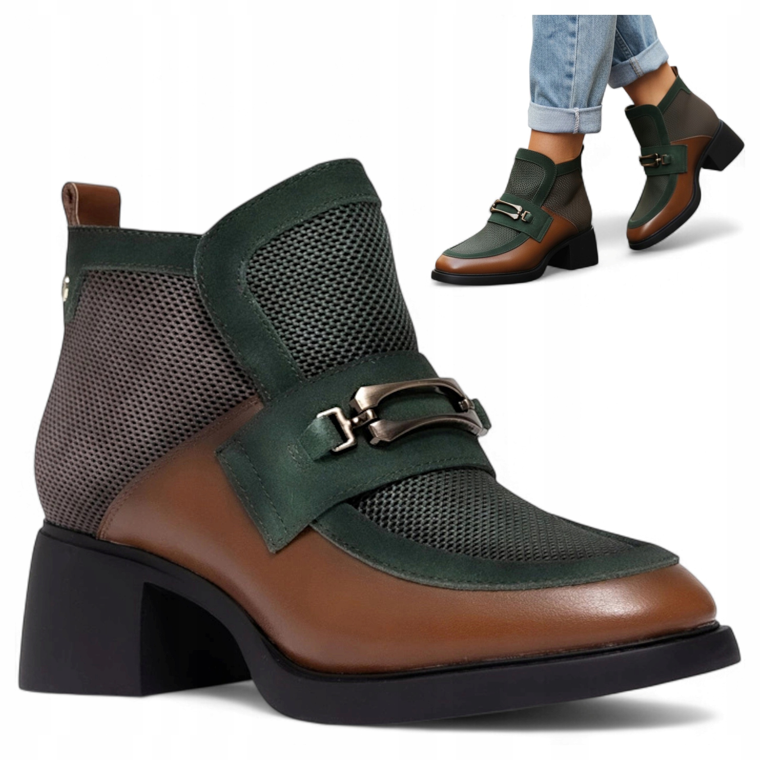 Dámské Kožené Kotníkové Boty vel. 38 Maciejka Elegantní Kotníkové Boty na Podpatku Podzimní