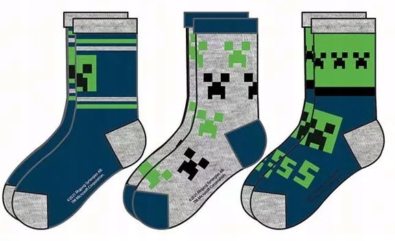 

Skarpetki Minecraft Gra Creeper 3PAK