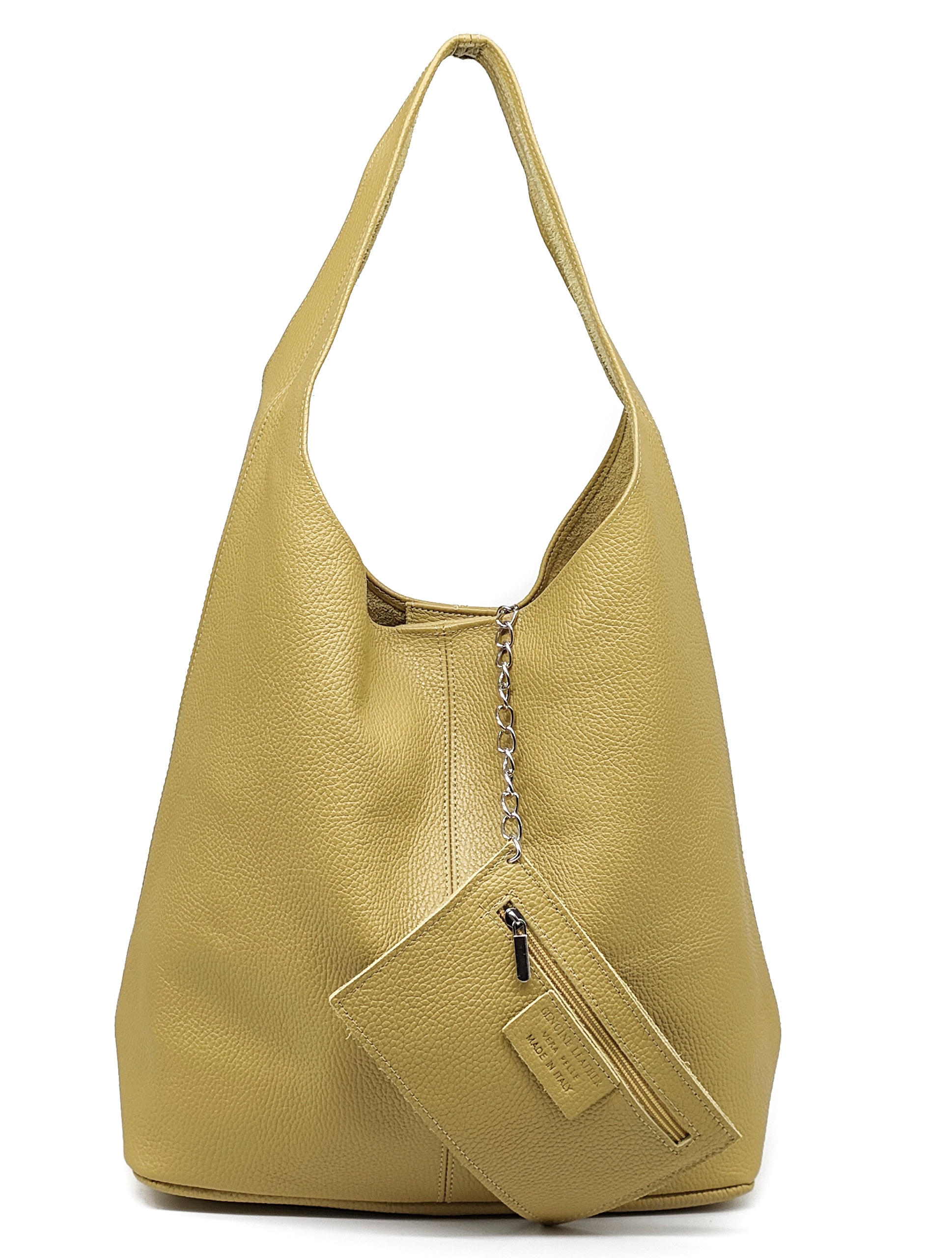 Žlutý citronový sáček z přírodní kůže vera pelle