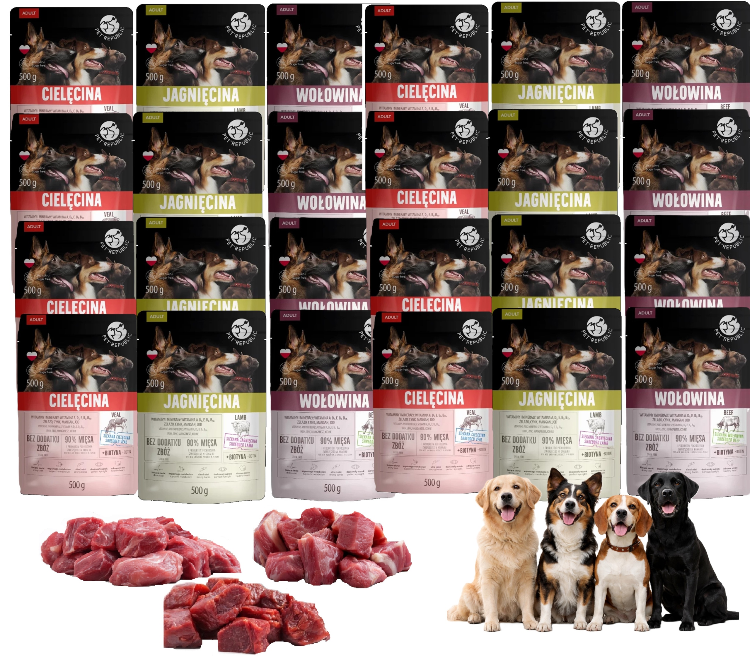 Pet Republic karma mokra dla psa mix smaków 24x500g smakowita różnorodność