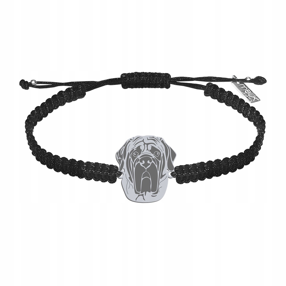 Stříbrný náramek s anglickým mastifem 925 Makramé Dárek Žena Gravírování