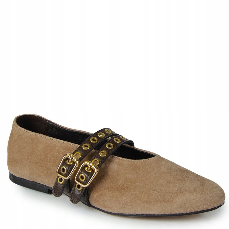 Karino 5876 Béžové Kožené Baleríny S Proužky 36