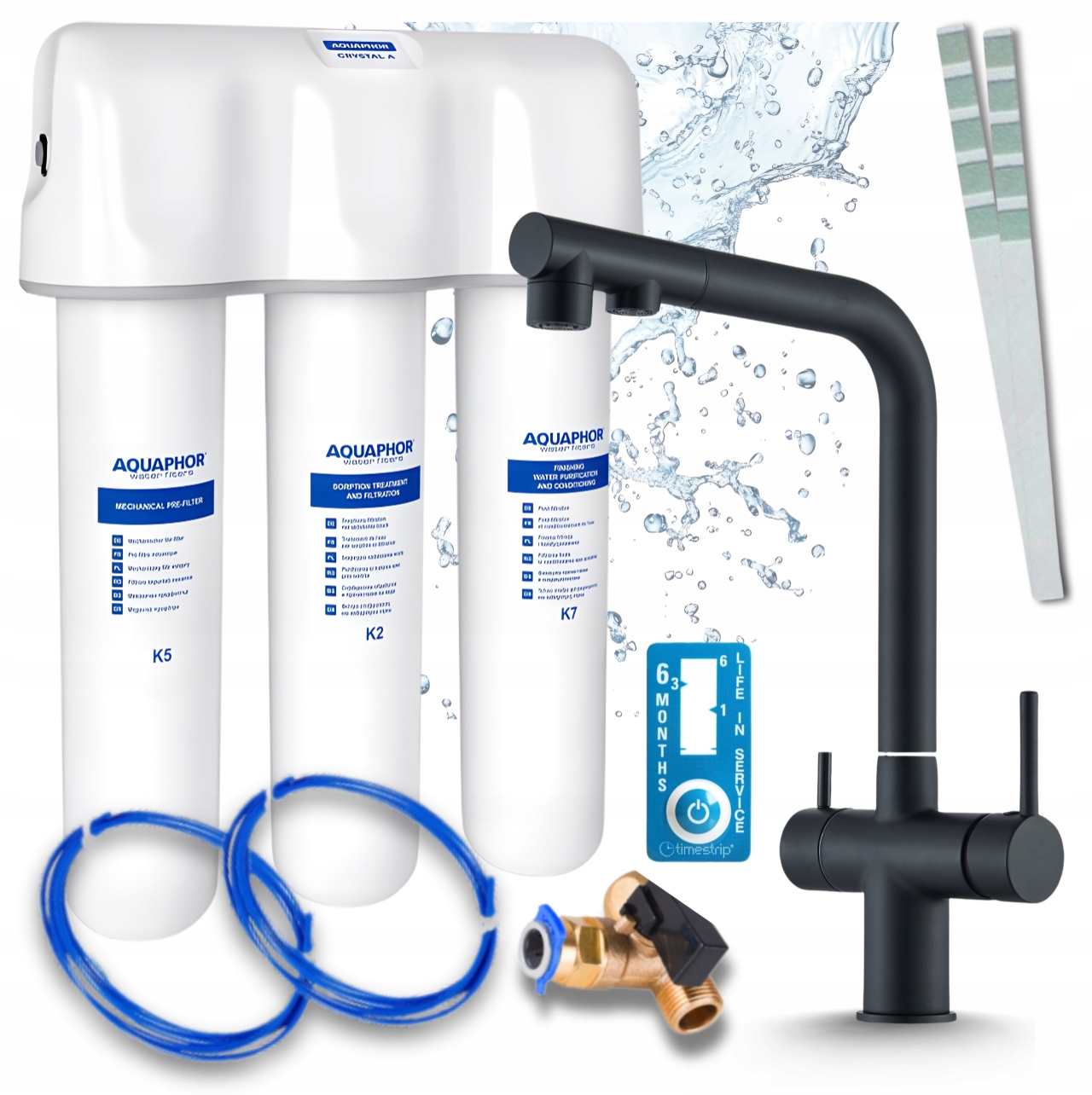 Kohútik Na Vodný Filter Trojcestný Čierny A Filter Pod Umývadlo Aquaphor Kryštál A