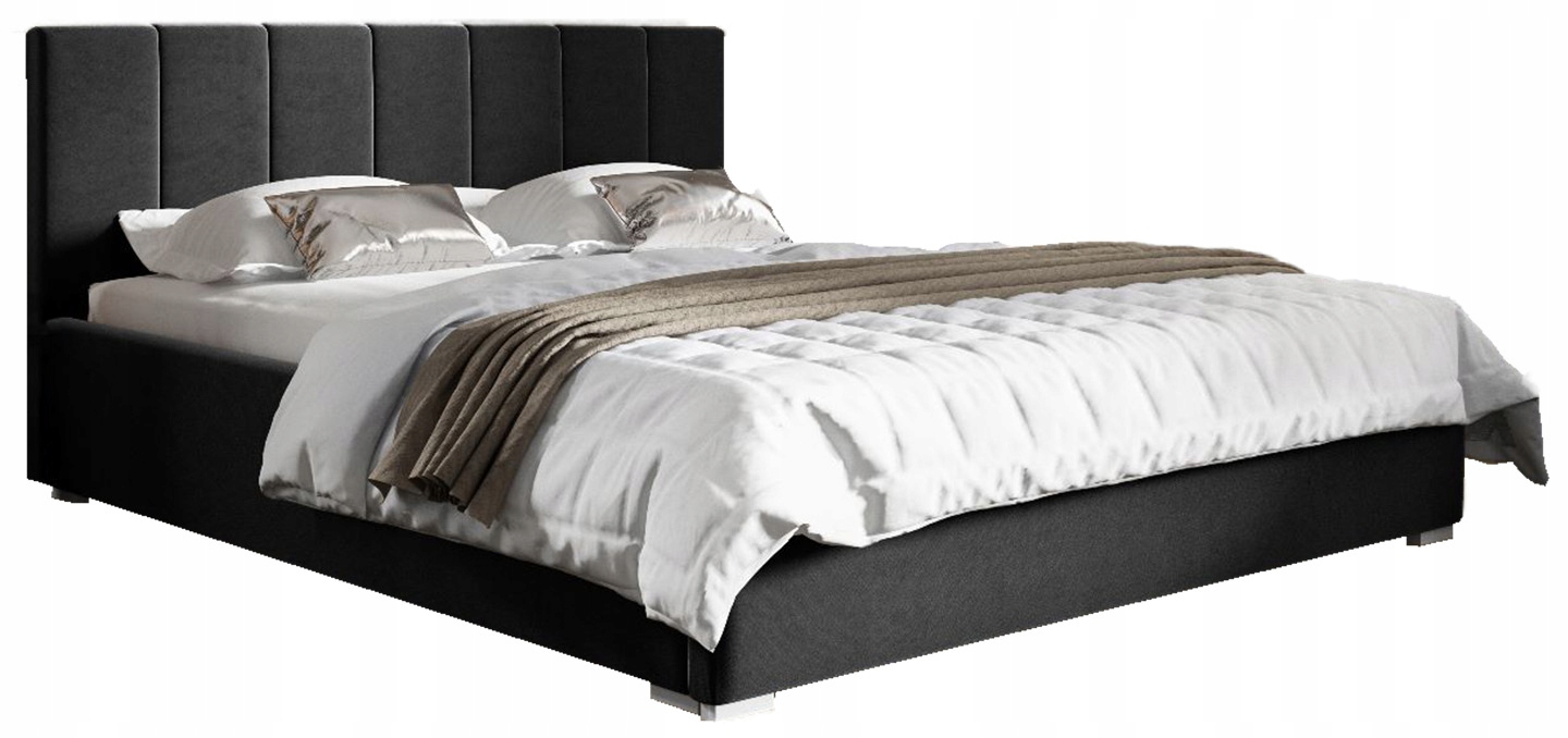 Čalouněná postel 160x200 s úložným prostorem na povlečení a matrací Ledo Černá