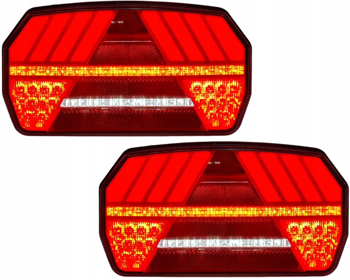 2x sdružené světlo zadní tekoucí směrovka trojúhelník autopřepravník 12V 24V