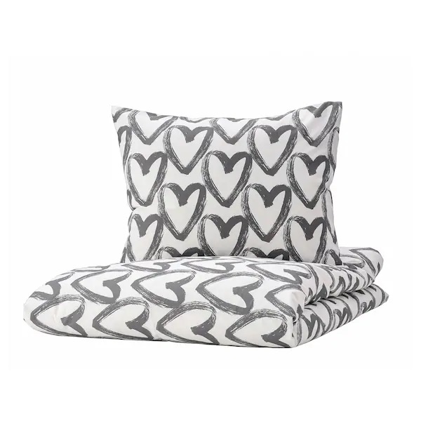 

Ikea Lyktfibbla kompl pościel 150x200 szary/serca