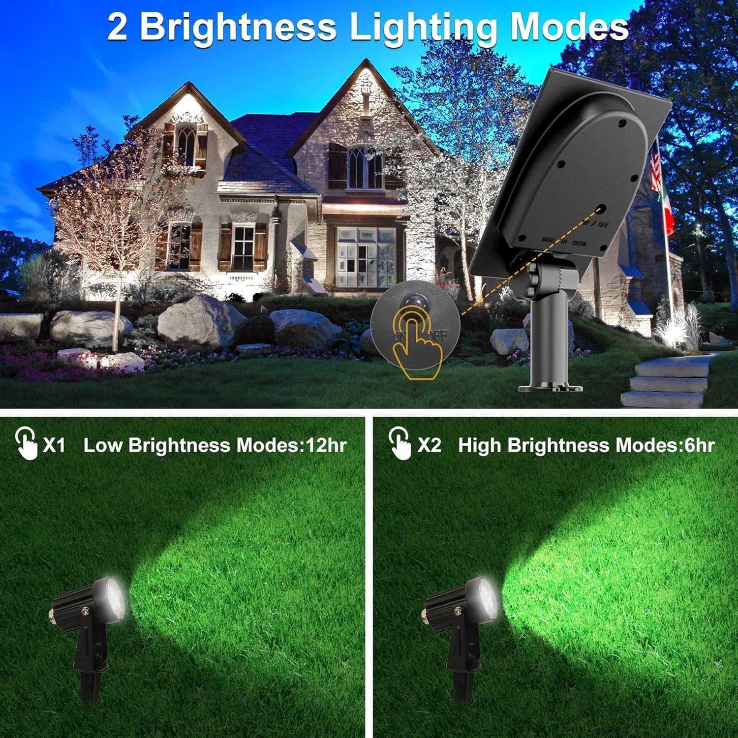 NATPOW LED Solar Garden Reflectors IP65 6000K 2 Brightness Levels — miniatura 3
