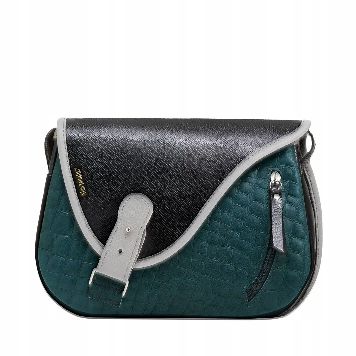 Dámská kožená kabelka přes rameno zeleno-černá Słoń Torbalski
