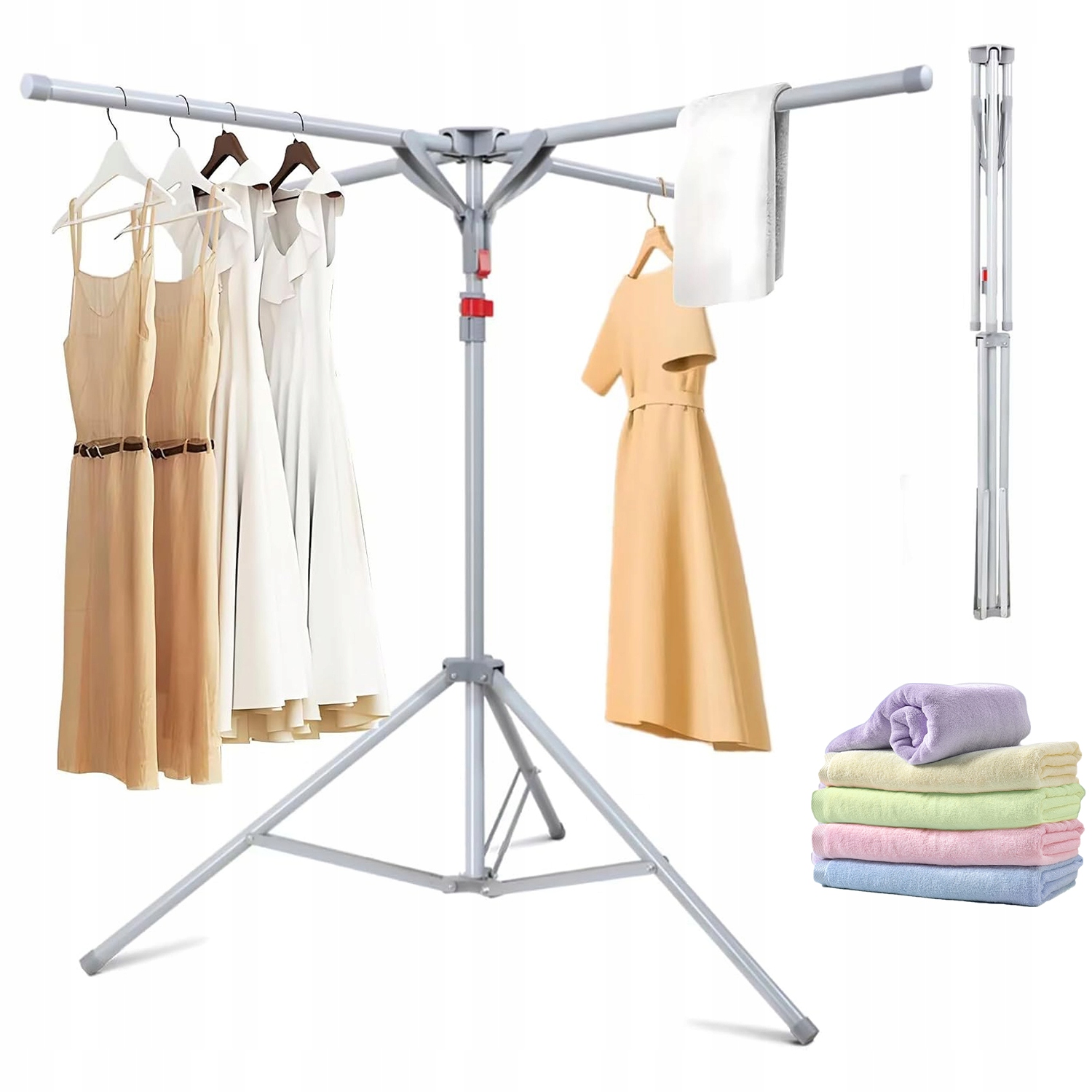 Levně Skládací Sušák S Čtyřmi Rameny, Nastavitelná Výška 130180 CM