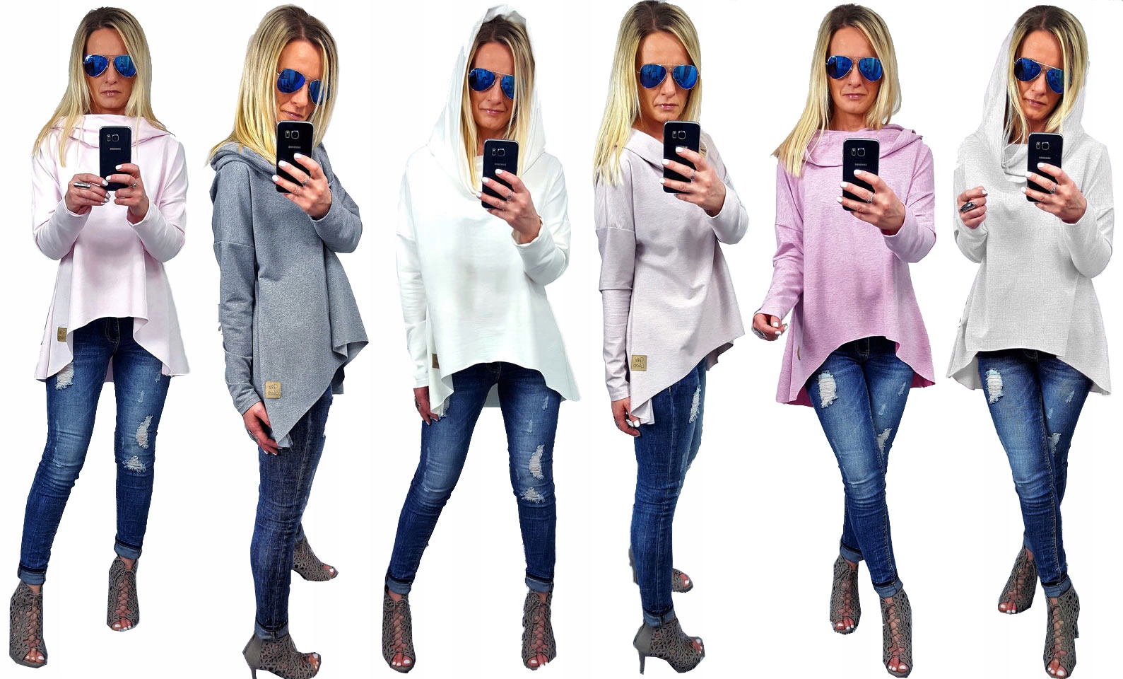 

Asymetryczna Tunika Bluza Sukienka Komin Kaptur XL