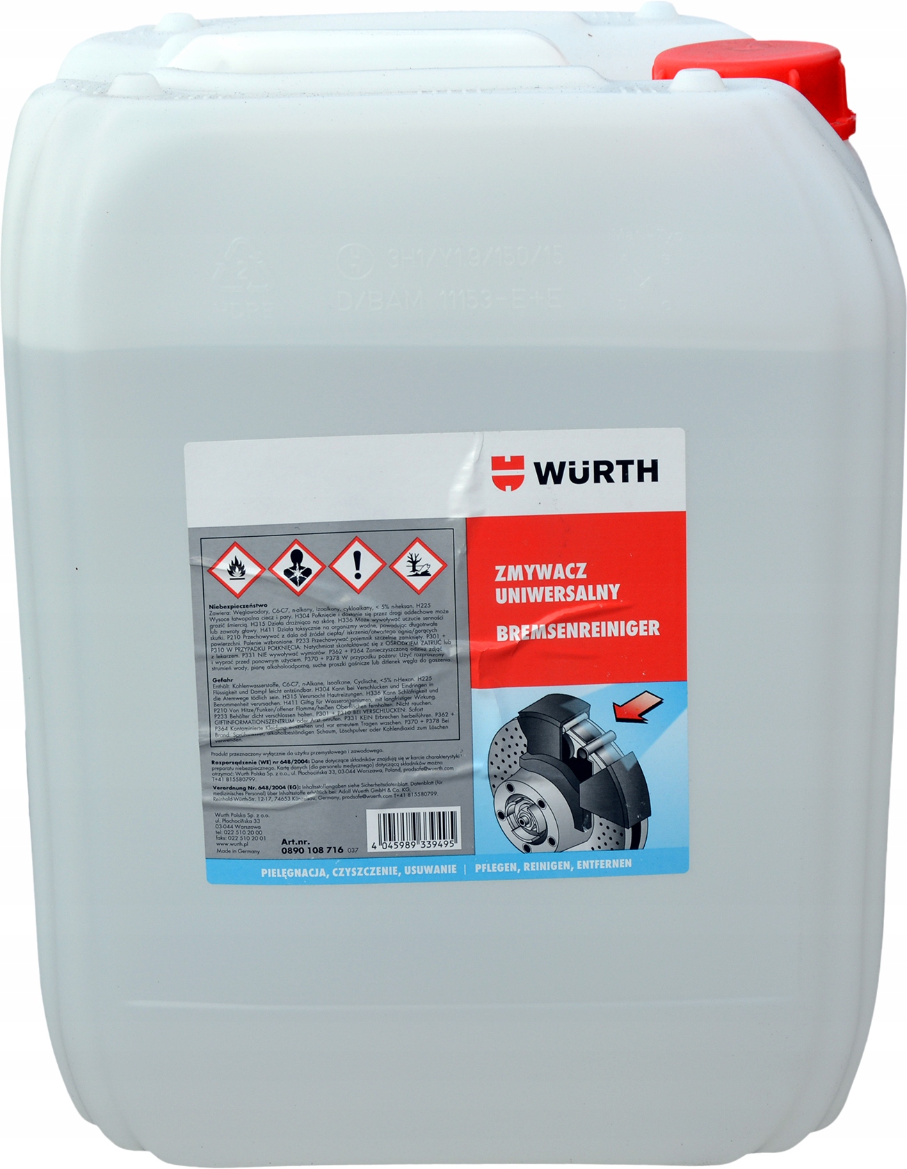Wurth Zmywacz Uniwersalny Czerwony Do Hamulców 20L