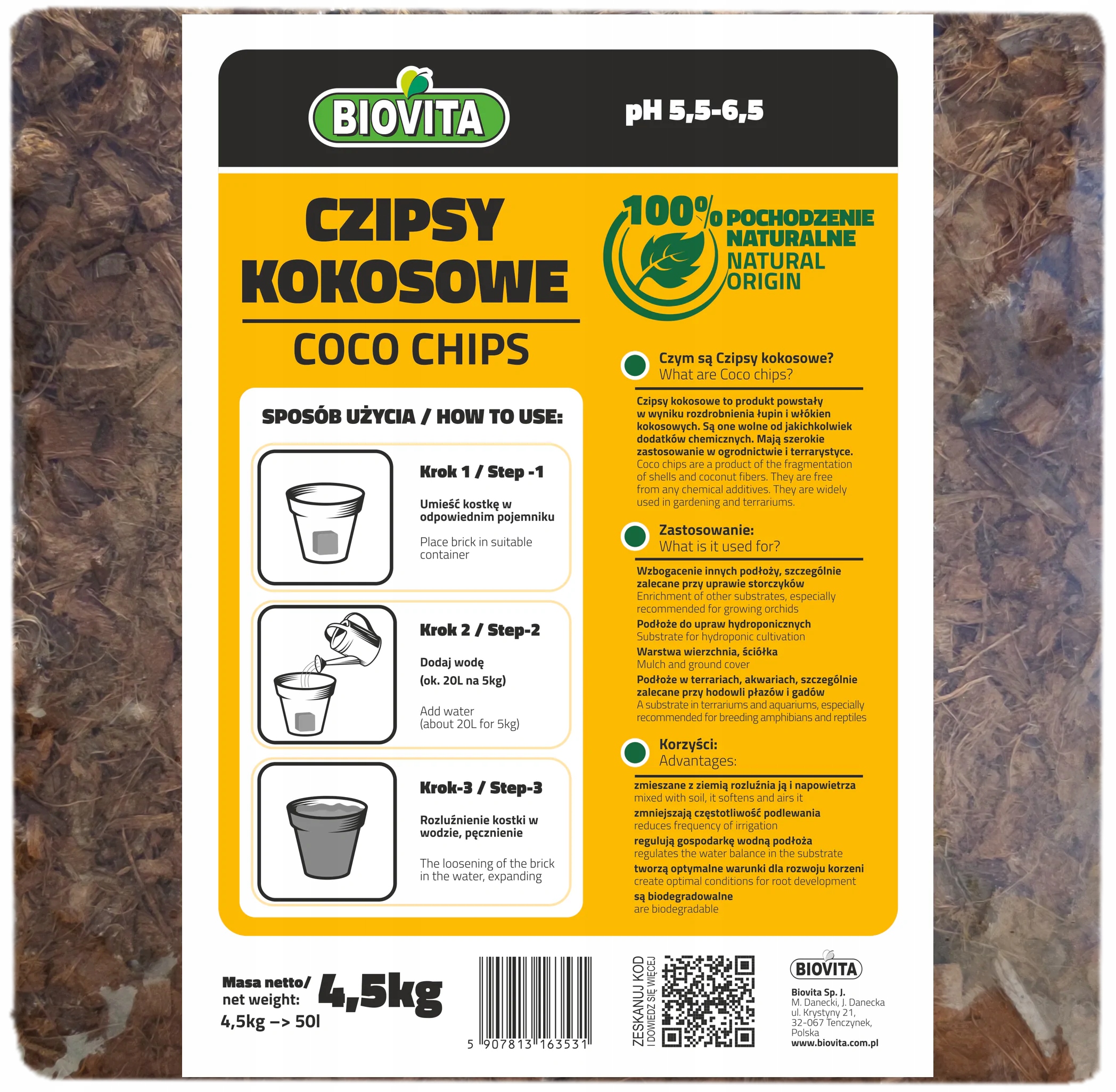 

Biovita chips czipsy kokosowe Brykiet 4,5kg