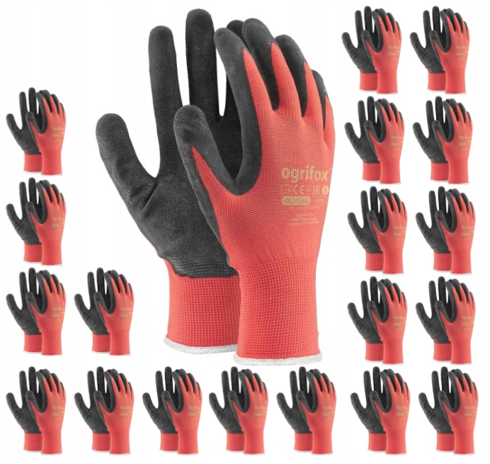 

Rękawice Robocze Czerwone 2 X 10 Par Mocne Bhp 10