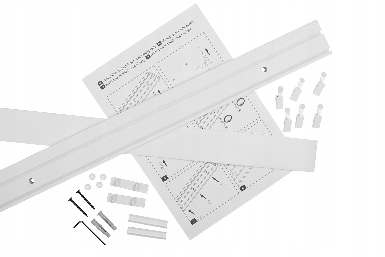 KARNISZ SUFITOWY PODWÓJNY 470 CM Z OSŁONĄ SZYNA SUFITOWA Z AKCESORIAMI RENA Marka RENA