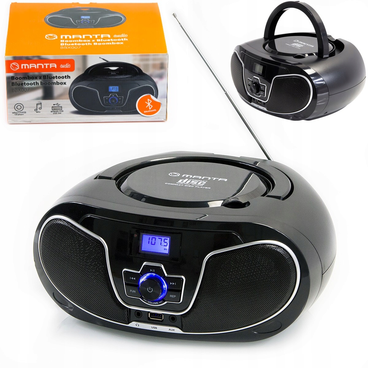 

Radio Boombox CD Bluetooth Manta Usb MP3 Fm R20