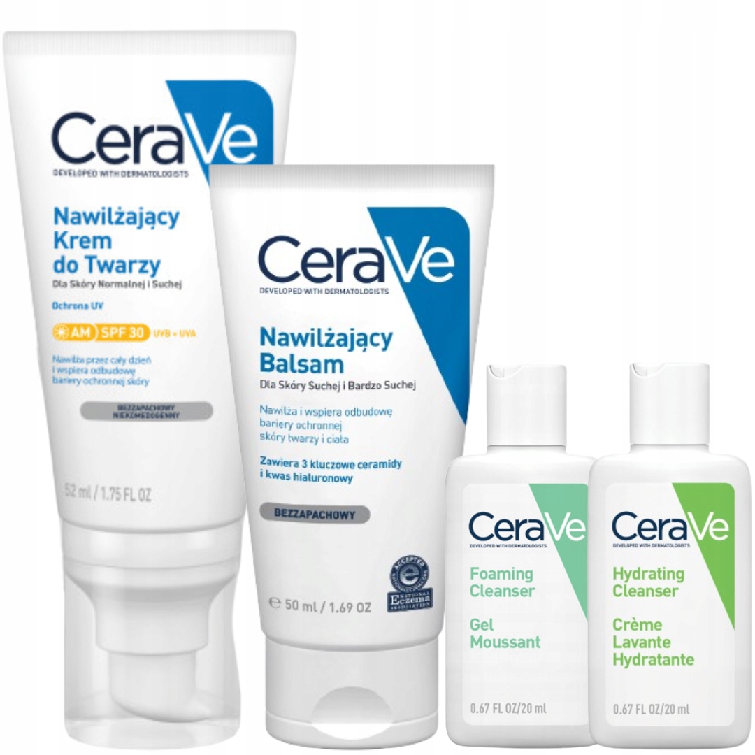 CeraVe Krem Nawilżający do Twarzy Spf 30, Nawilżający balsam 50ml+GRATIS
