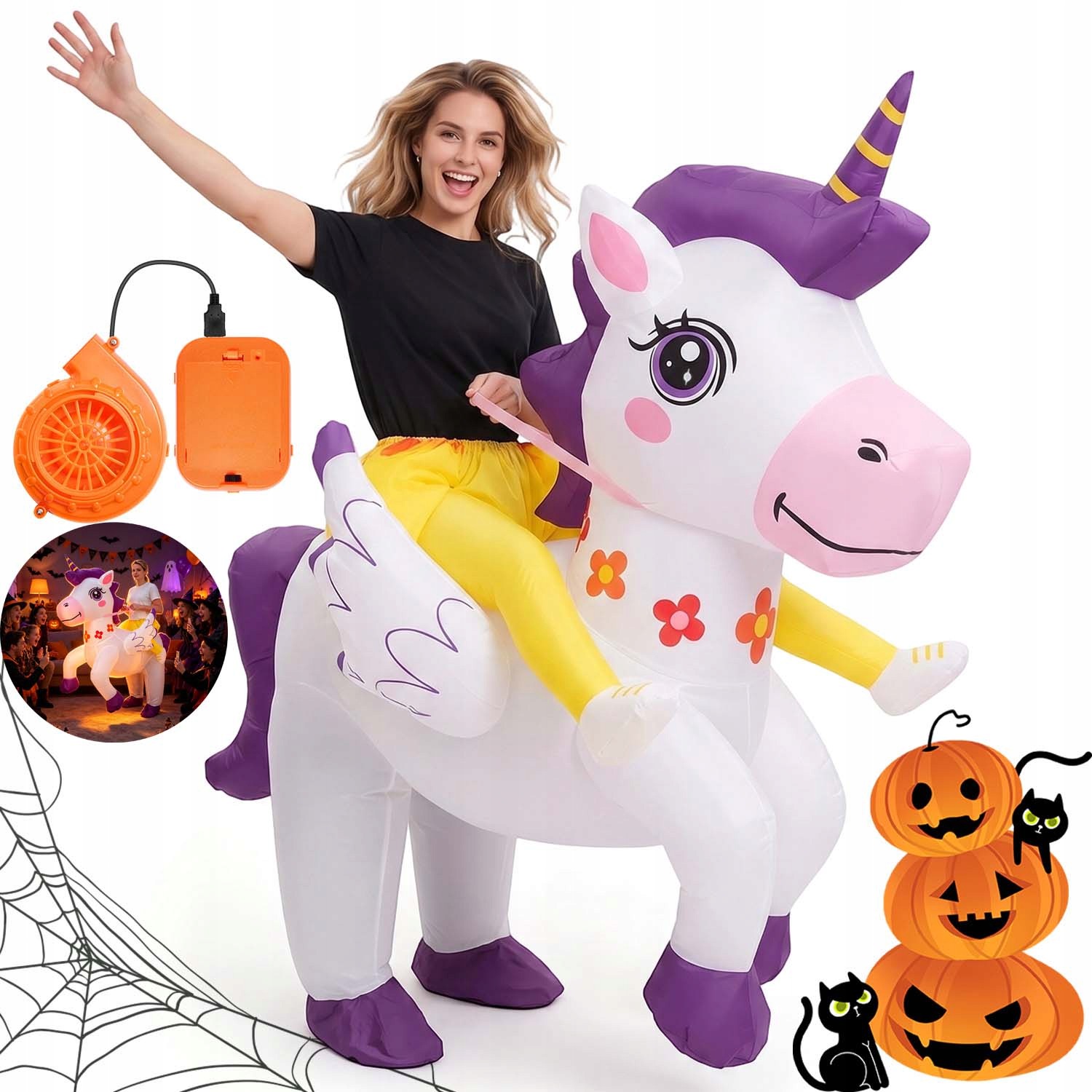 Nafukovací Převlek Kostým Jednorožec Kostým Unicorn Karneval 160-190 CM
