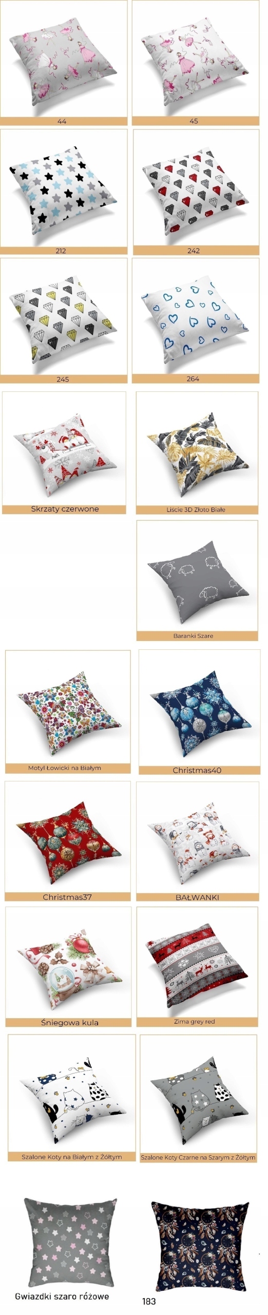 POSZEWKA NA JAŚKA 40x40cm, BAWEŁNA 100%, 19 WZORÓW Kolor wielokolorowy