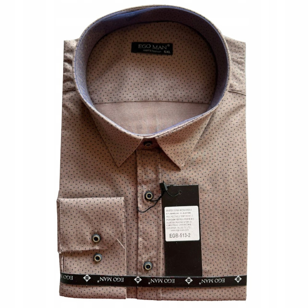 Ego Man košile pánská EGB-513-2 regular fit nadměrná velikost 5XL taupe
