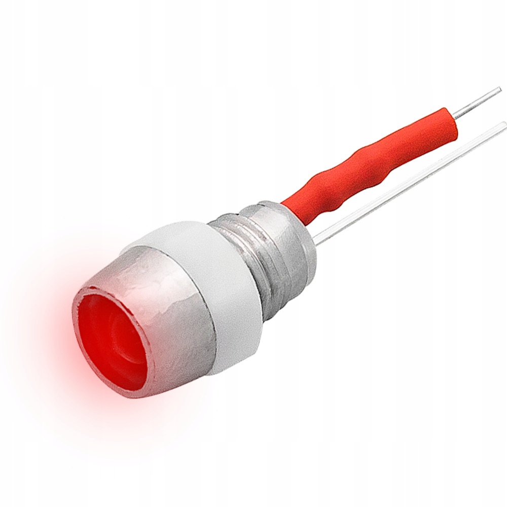 KONTROLKA DIODA LED MATOWA CZERWONA 5MM 12V PRZEWÓD