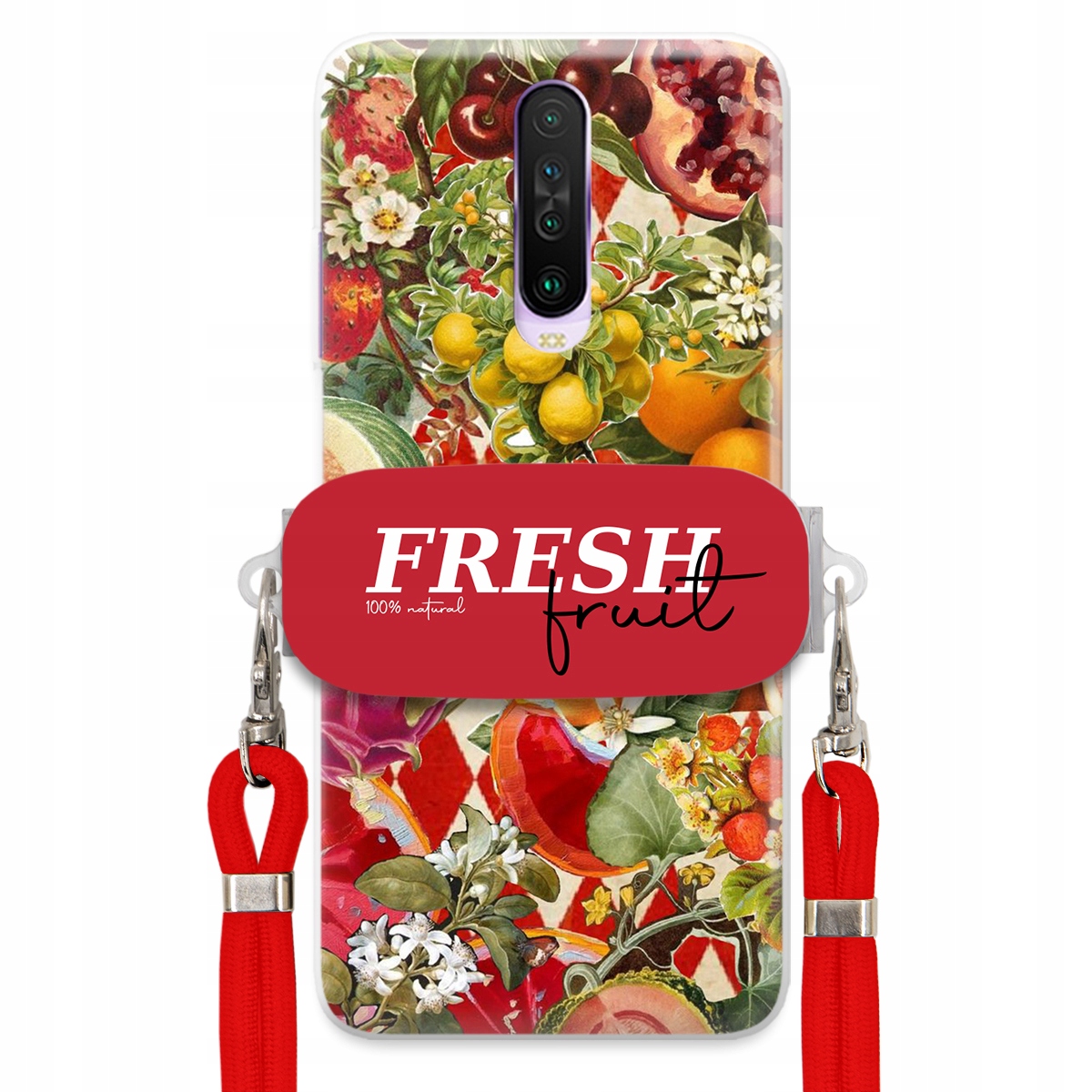 Puzdro pre Xiaomi Redmi K30 Červené Crossbody vodítko držiak Fresh Fruit