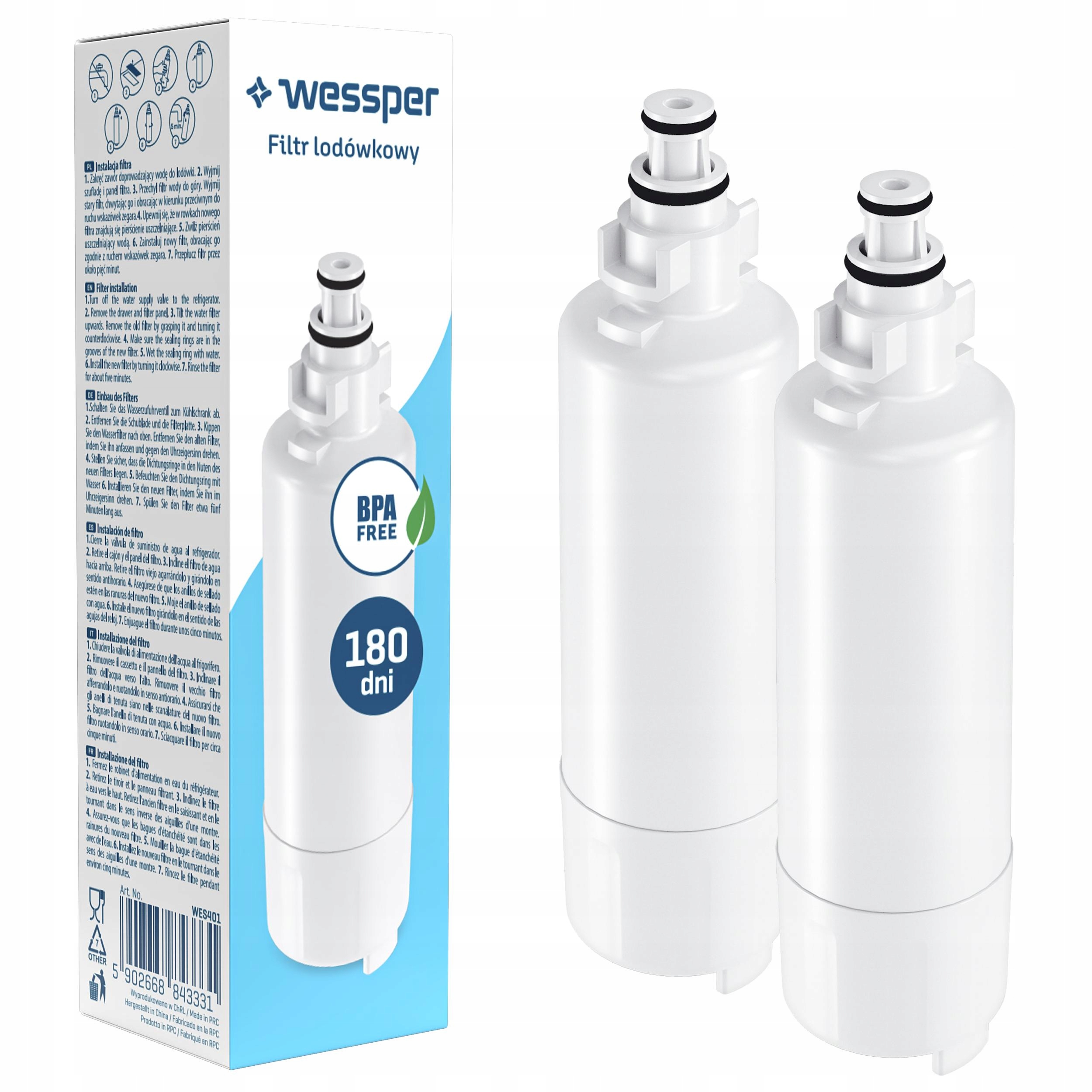 2x Wkład Wessper filtr wody do lodówki Panasonic zamiennik CNRAH-257760