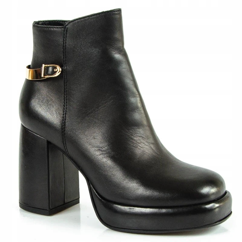 Simen 6423A Kotníkové Boty Sloupek Kůže Lico Černé 37