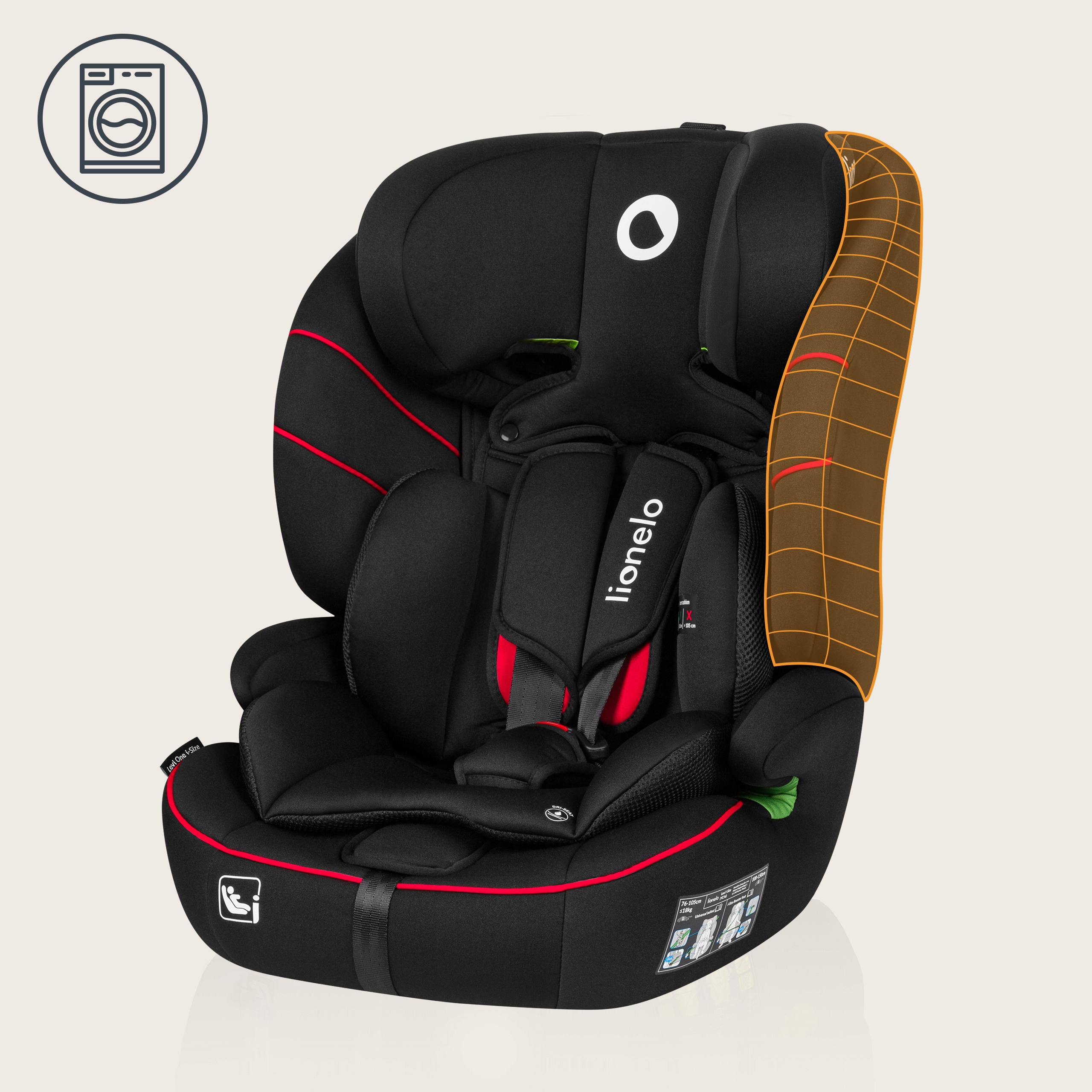 Автокрісло 76-150см WIDE SEAT 9-36кг Lionelo LEVI I-SIZE Вагова категорія 9-36 кг