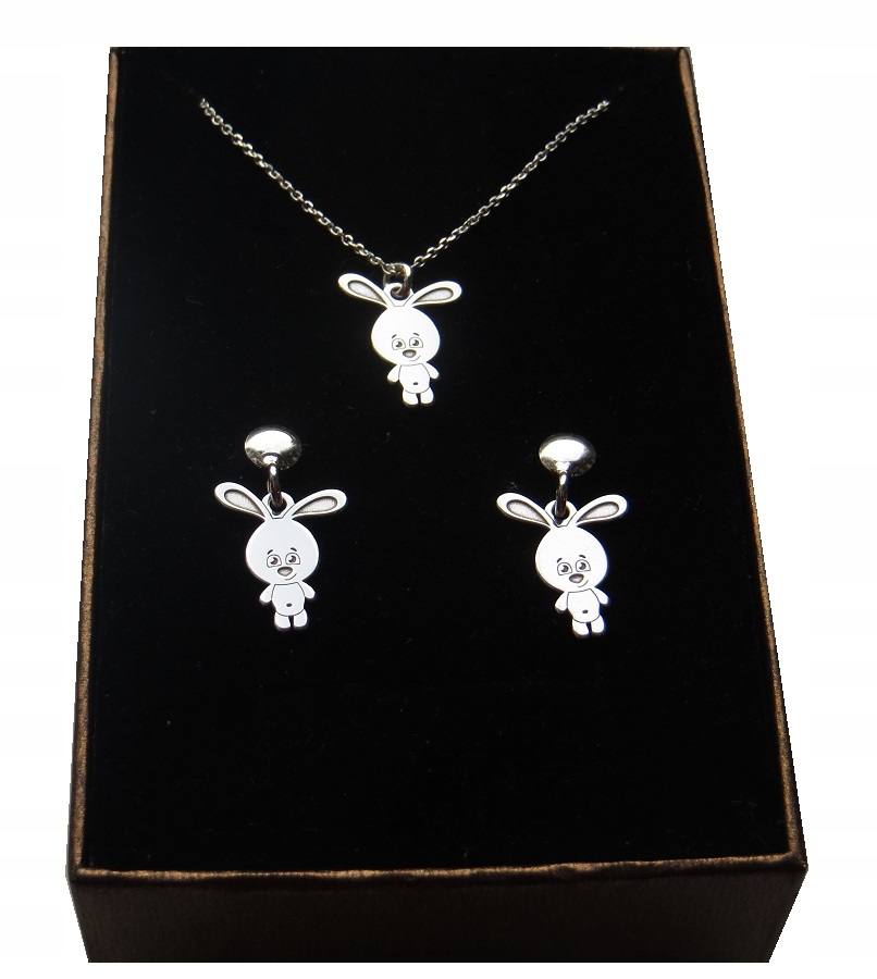 

Komplet dziecięcy zajączek na szczęście srebro 925