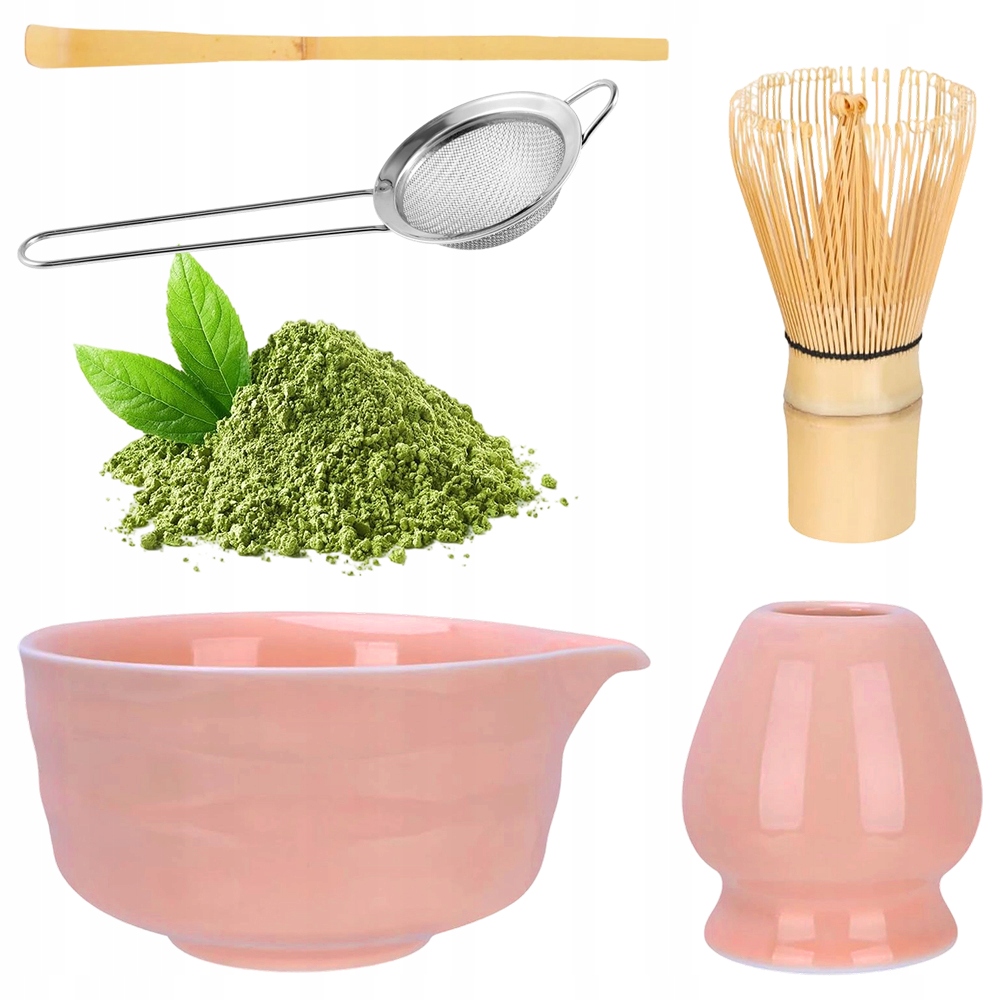 5-DÍLNÁ Sada Metel Matcha Obsahuje Šlehací Metlu Na Matchu A Misku