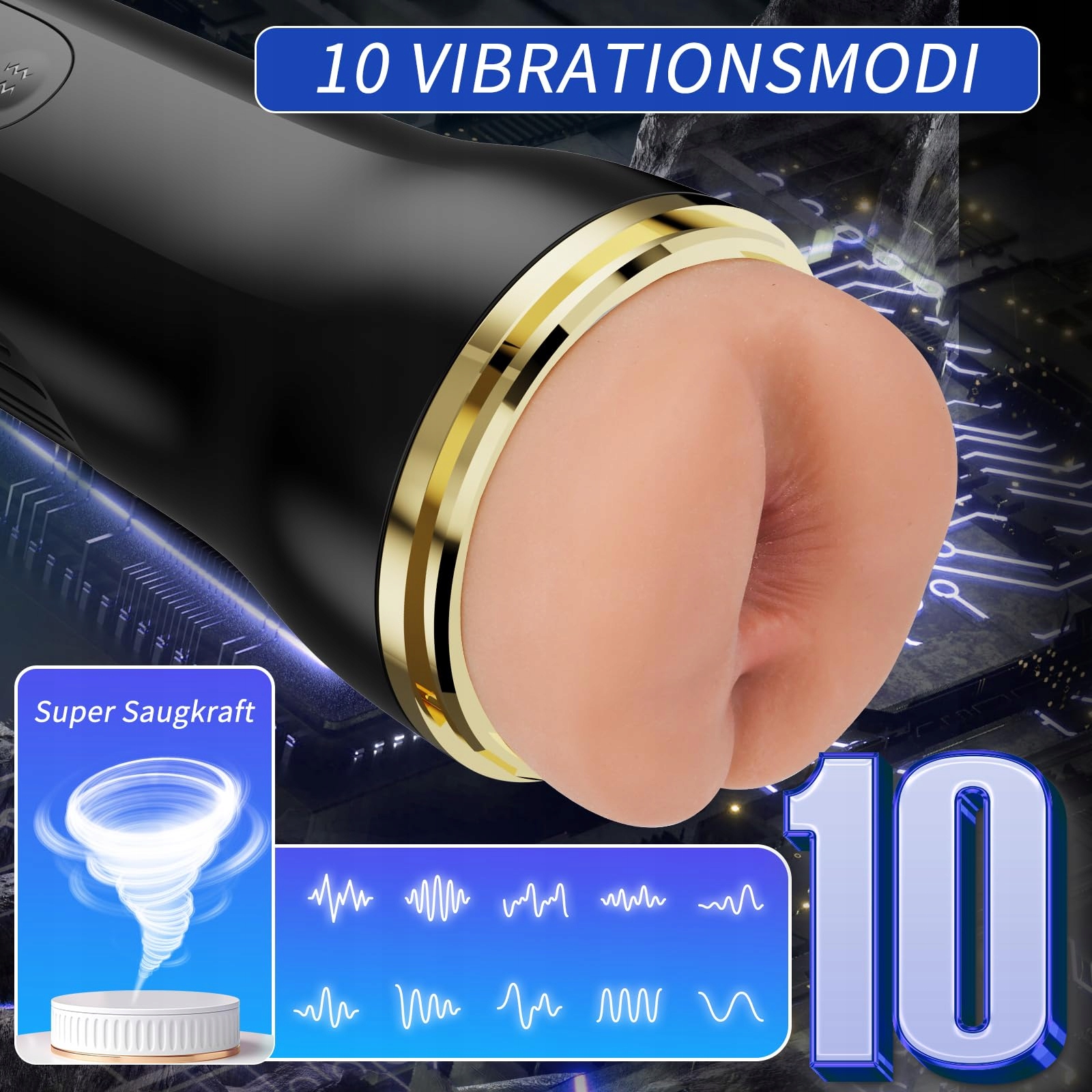 Seks Zabawka Dla Mężczyzn ELEKTRISCHER Masturbator 10 Trybów Wibracji — miniatura 3