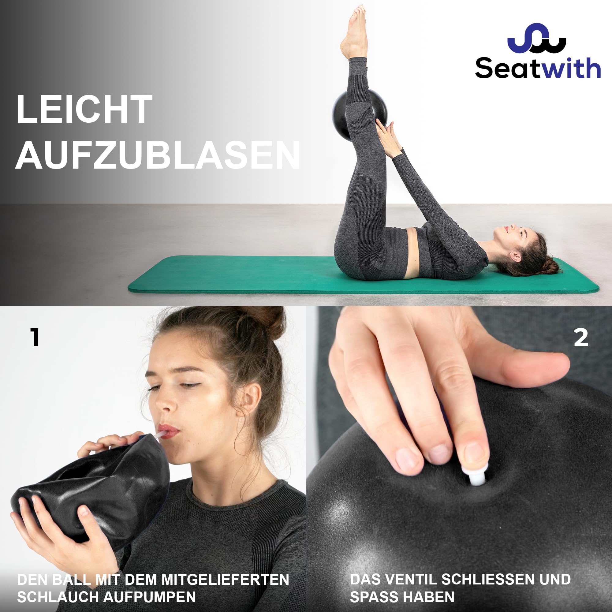SEATWITH Piłka Do Jogi I Pilatesu 23cm Zestaw Z Torbą I E-Bookiem PDF — miniatura 3