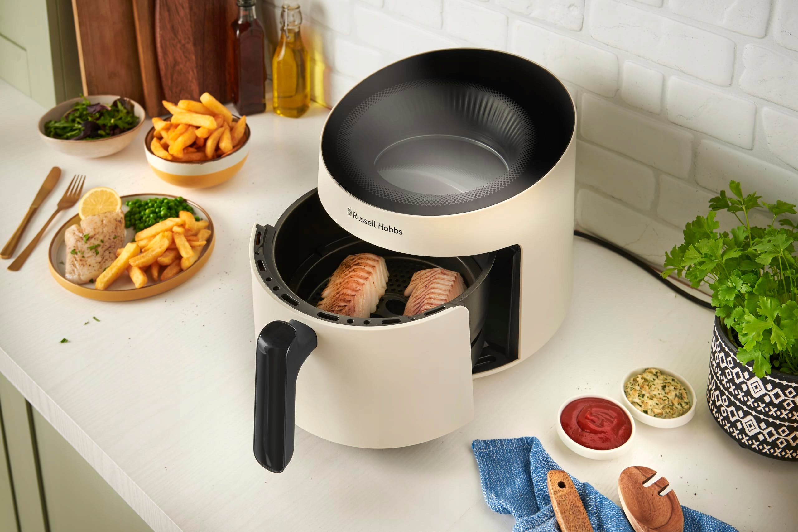 RUSSELL HOBBS Frytkownica Beztłuszczowa 5L 10 Programów Okienko Kremowa — miniatura 9