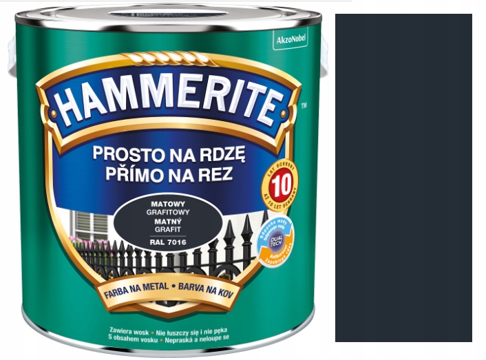 

Hammerite Prosto Na Rdze Matowy Grafitowy 2,5L