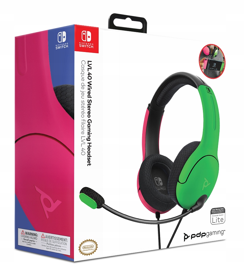 

Pdp Słuchawki do Nintendo Switch LVL40 Pink/green