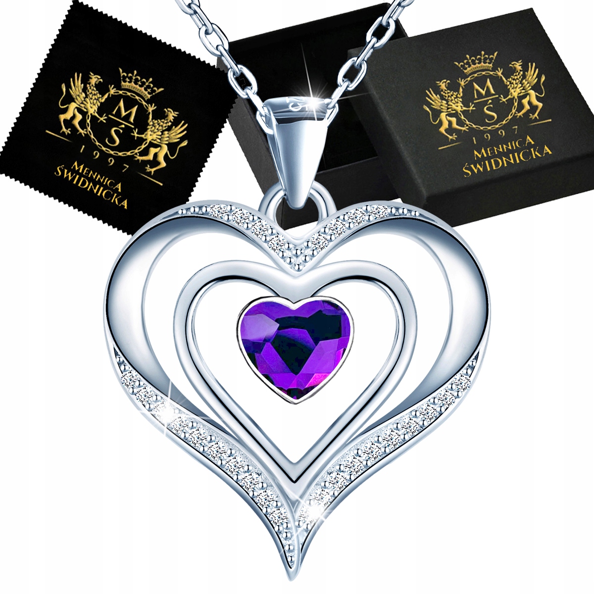 Stříbrný náhrdelník Stříbro 925 Řetízek s přívěskem Srdce Dárek pro manželku