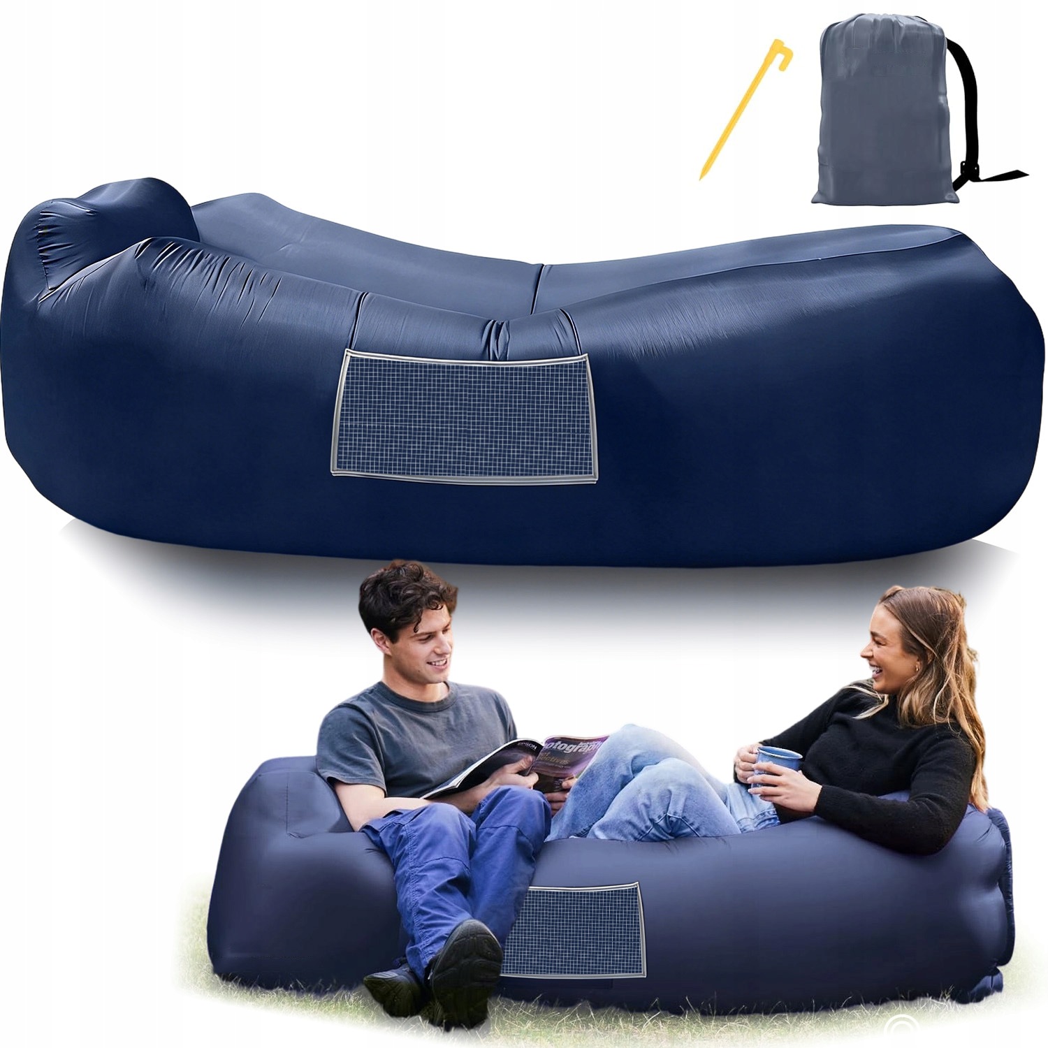 Nafukovací Lehátko Lazy Bag Sofa Komfort 2 Kapsami Taška Na Grilování, Pláž